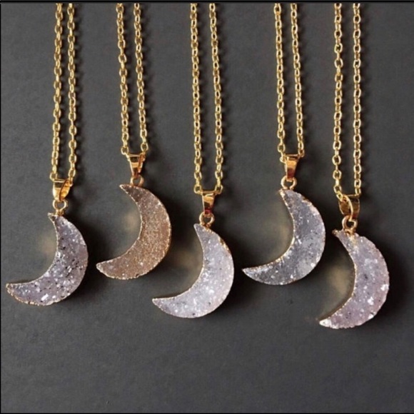 Farah Jewelry Jewelry - Druzy Moon Necklaces